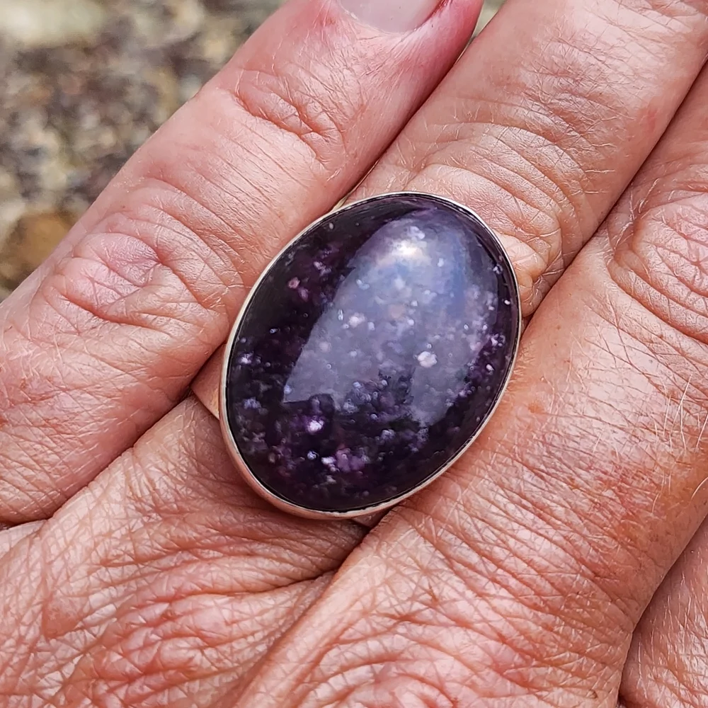 Jay King Sterling Silver Chunky Purple Lepidolite Ring Sz 7.5 Boho Cowgirl